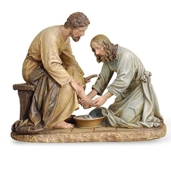 Jesus Washing a Disciple Feet Sculpture